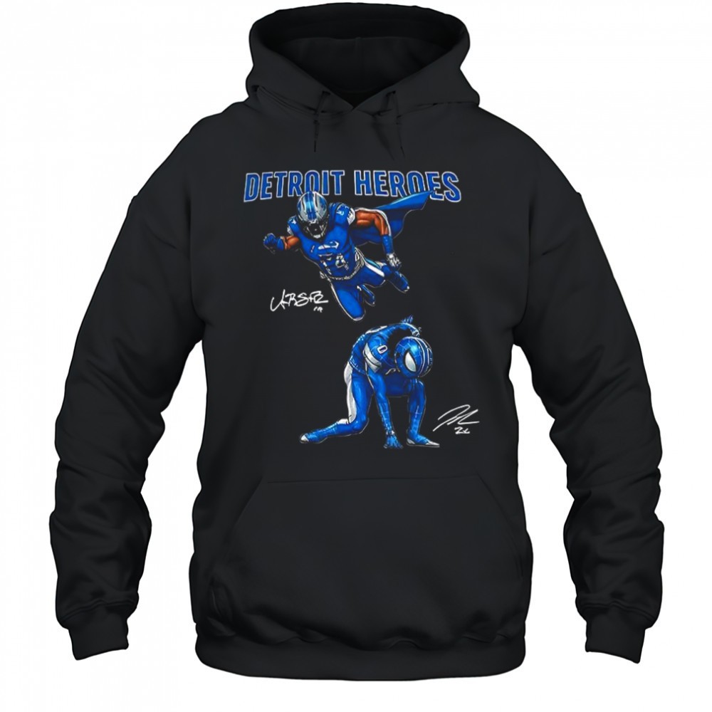 Amon Ra St Brown and Jahmyr Gibbs Detroit Heroes signature shirt