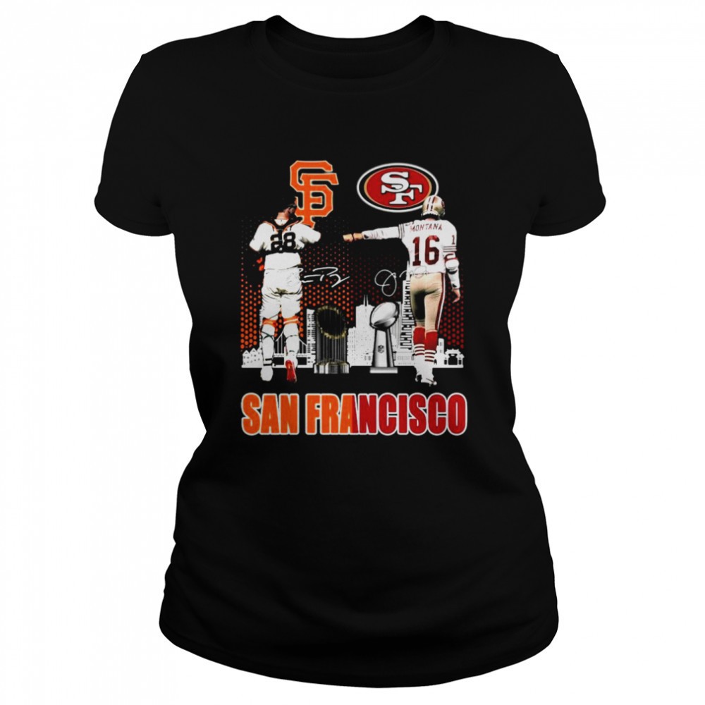 an-francisco-sport-san-francisco-giants-buster-posey-and-san-francisco-49ers-joe-fdl4g2kl An Francisco sport San Francisco Giants Buster Posey and San Francisco 49ers Joe Montana signatures shirt