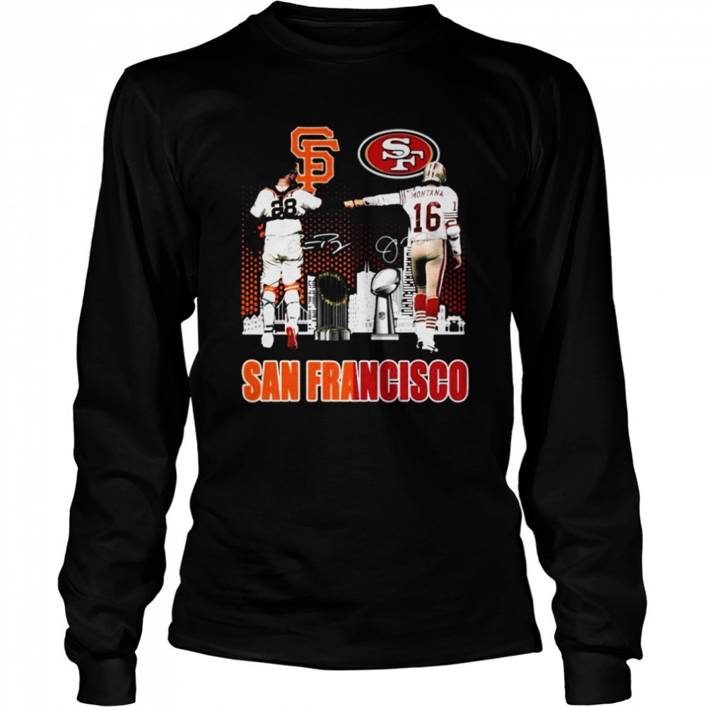 an-francisco-sport-san-francisco-giants-buster-posey-and-san-francisco-49ers-joe-fdl4g2kl An Francisco sport San Francisco Giants Buster Posey and San Francisco 49ers Joe Montana signatures shirt