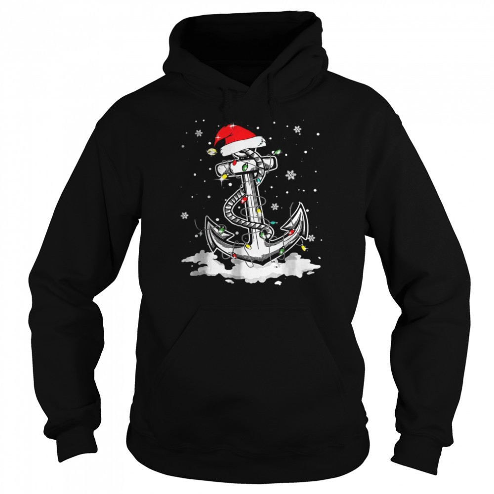 Anchor Boating Sailing Christmas Santa Hat Lights shirt
