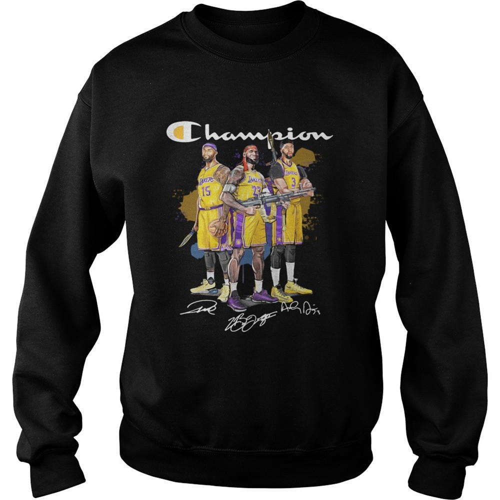 Angeles Lakers DeMarcus Cousins Anthony Davis LeBron James Champion signatures Shooter shirt