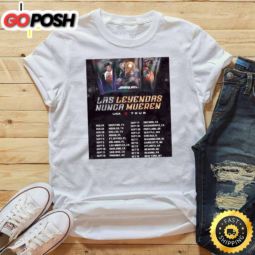 Anuel Las Leyendas Nunca Mueren Usa Tour 2025 Tour List White T-Shirt
