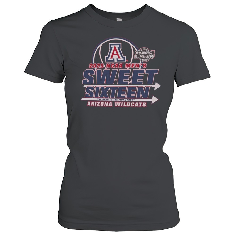 arizona-wildcats-mens-basketball-2025-ncaa-sweet-sixteen-march-madness-the-road-7o8rjpdr Arizona Wildcats Mens Basketball 2025 NCAA Sweet Sixteen March Madness The Road To The Final Four T-shirt