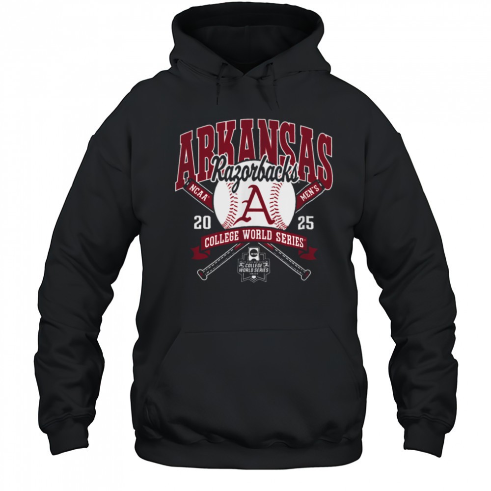 Arkansas Razorbacks College World Series 2025 Baseball Black T Shirt