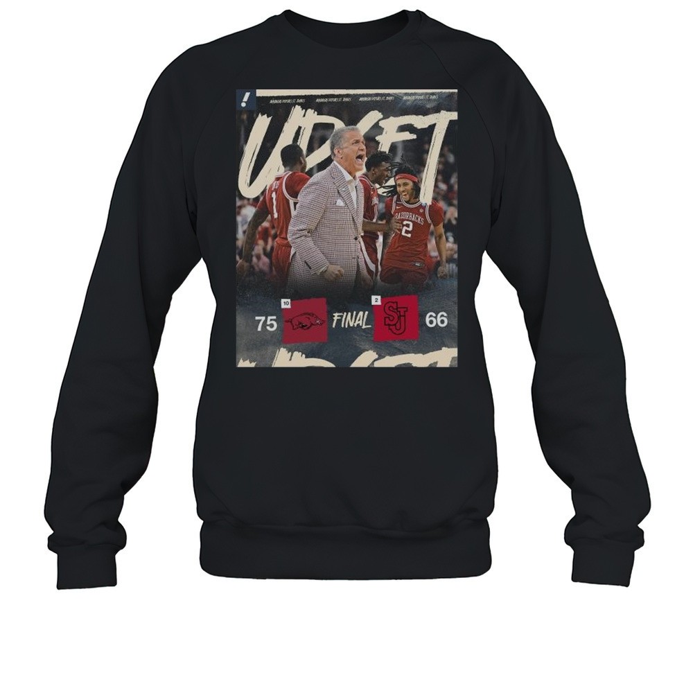 Arkansas Razorbacks Mens Basketball Win 75-66 St Johns Red Storm Final Score NCAA March Madness 2025 T-shirt