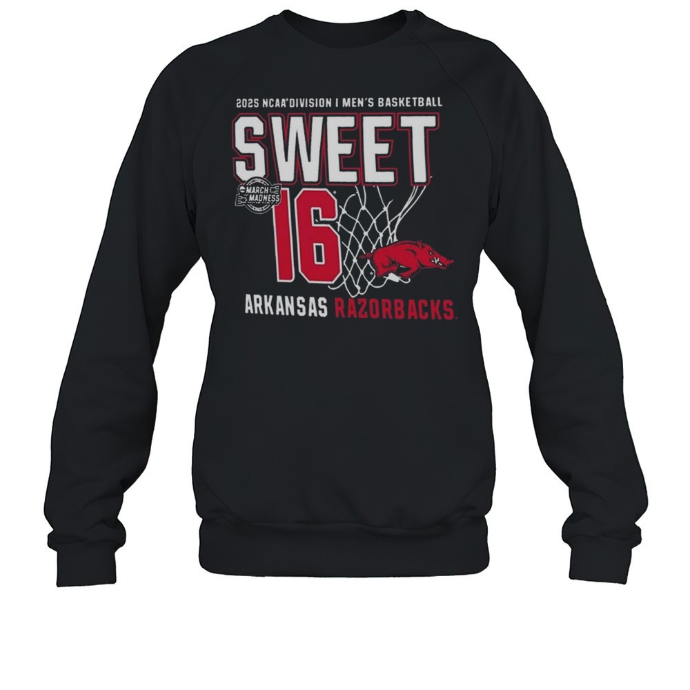 Arkansas Razorbacks NCAA Division I Mens Basketball Sweet 16 Net March Madness Graphic 2025 Logos T-shirt