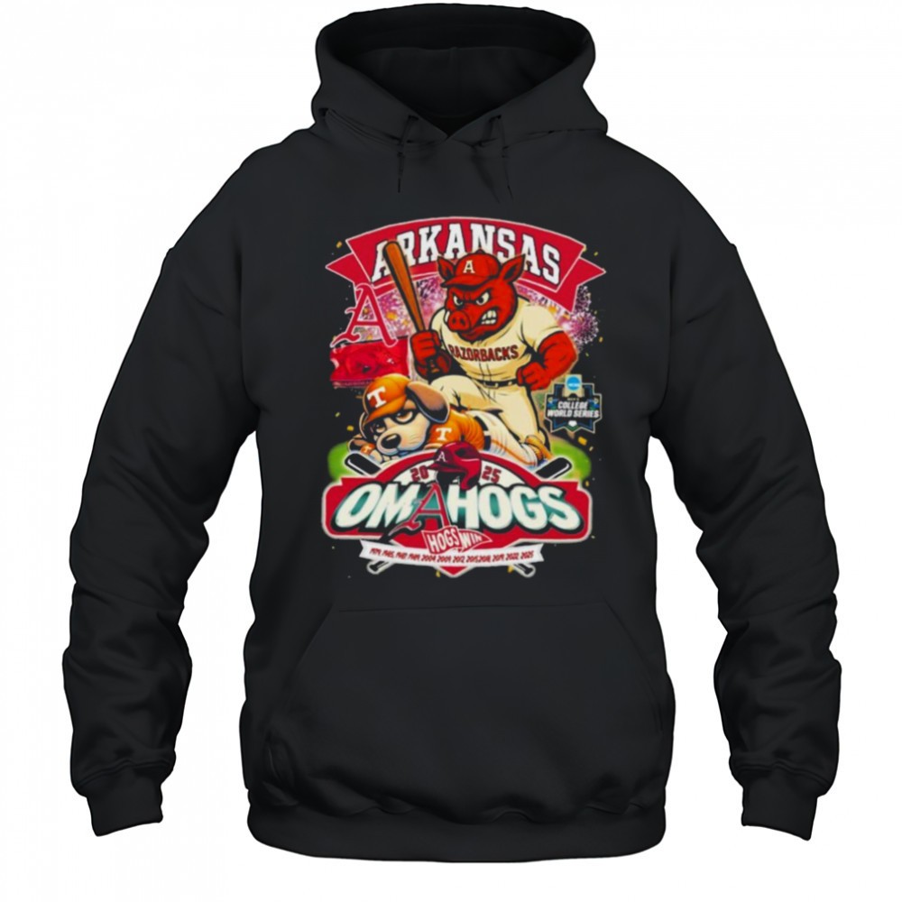 Arkansas Razorbacks Stomp Tennessee Volunteers NCAA 2025 College World Series Mascot T shirts