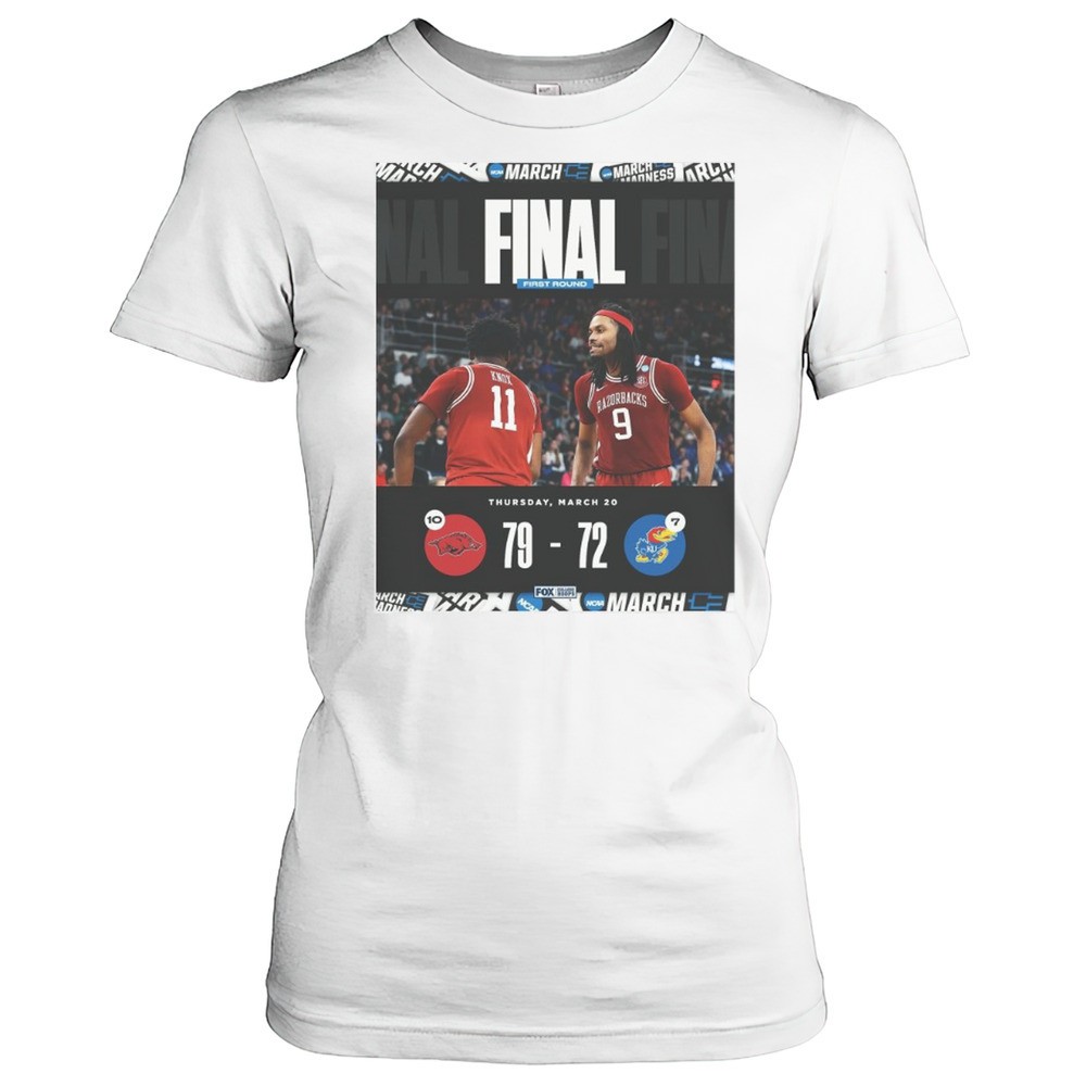 arkansas-razorbacks-vs-kansas-jayhawks-final-first-round-79-72-thursday-march-20-oi312jgl Arkansas Razorbacks Vs Kansas Jayhawks Final First Round 79 72 Thursday March 20 2025 T-shirt