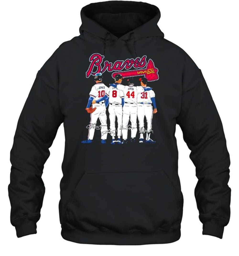 Atlanta Braves 10 Jones 8 Culberson 44 aaron and 31 Maddux signatures shirt