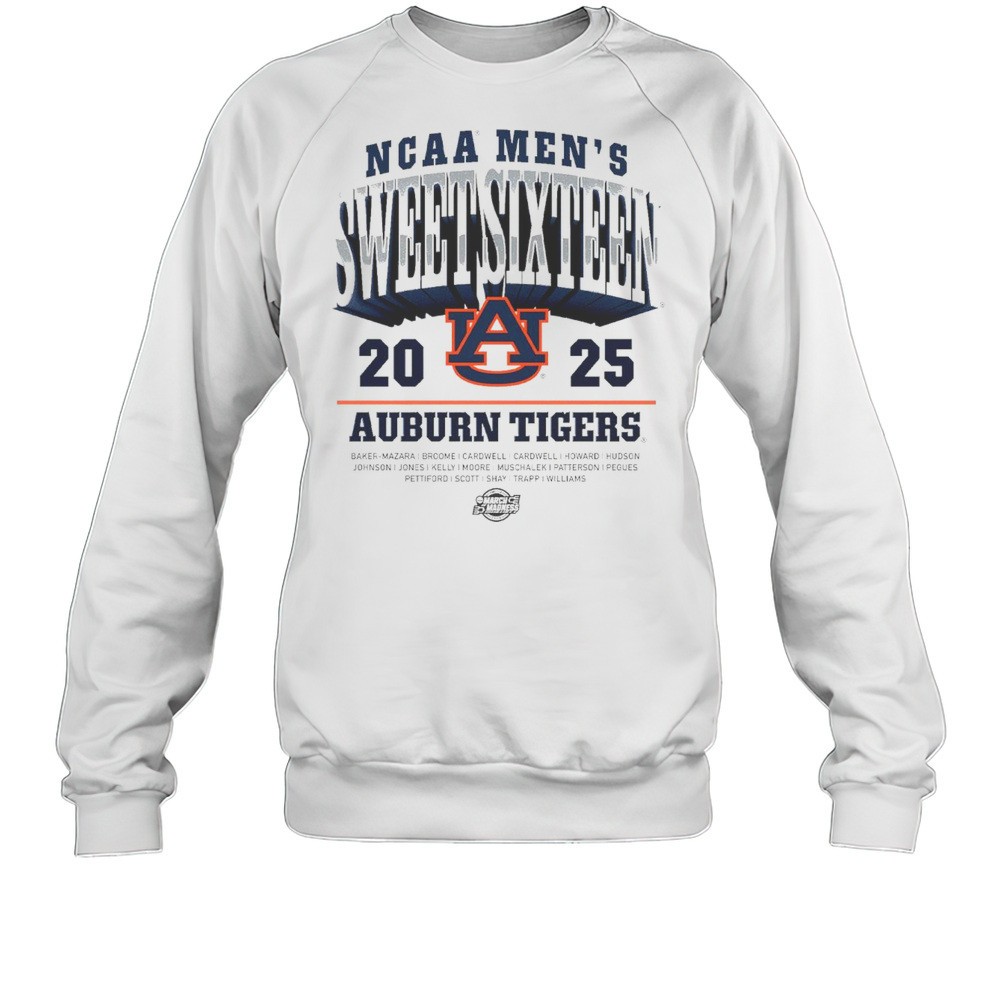 Auburn Tigers 2025 NCAA Mens Basketball Sweet Sixteen March Madness Baker-Mazara Broome Cardwell Logos T-shirt