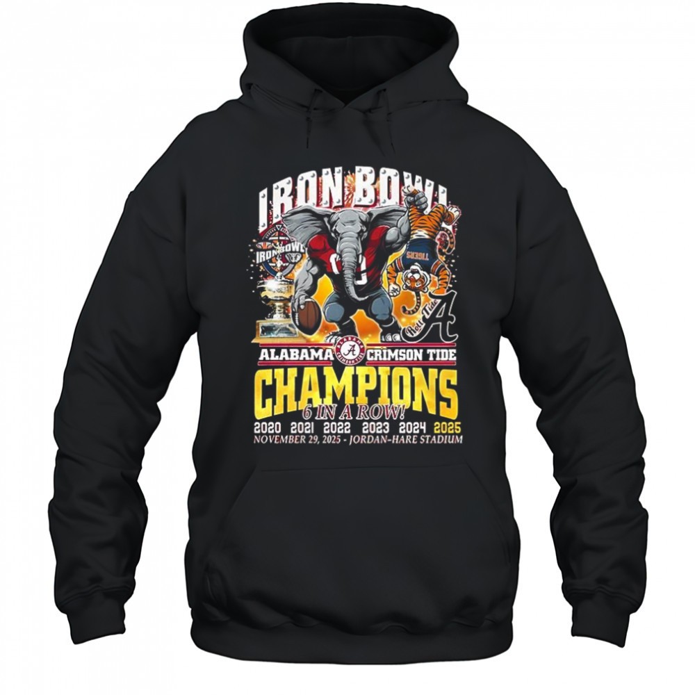 Auburn Tigers beat Alabama Crimson Tide NCAA Iron Bowl Champions 2025 6 in a row mascot shirt