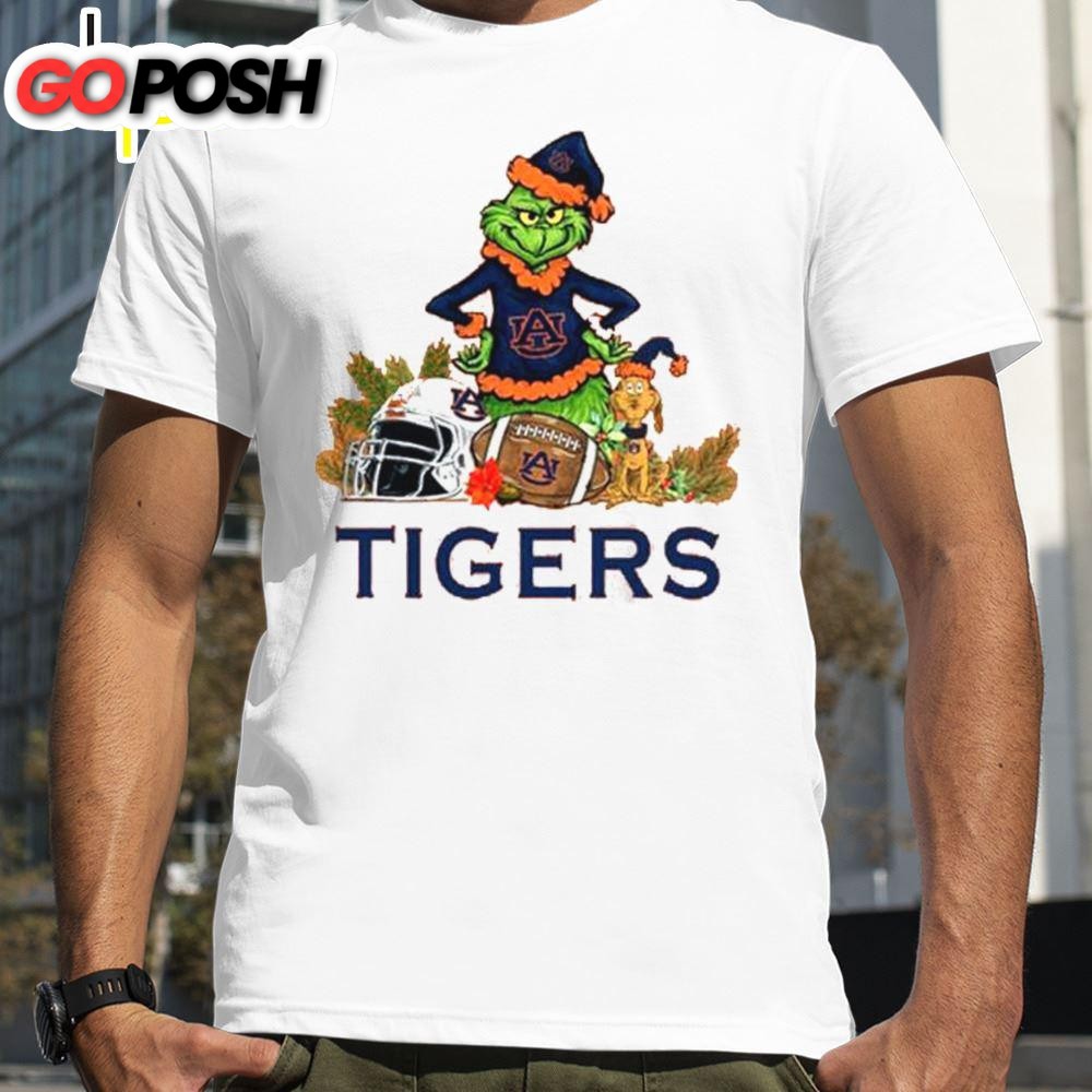 Auburn Tigers Santa Grinch And Dog Merry Christmas T-Shirts