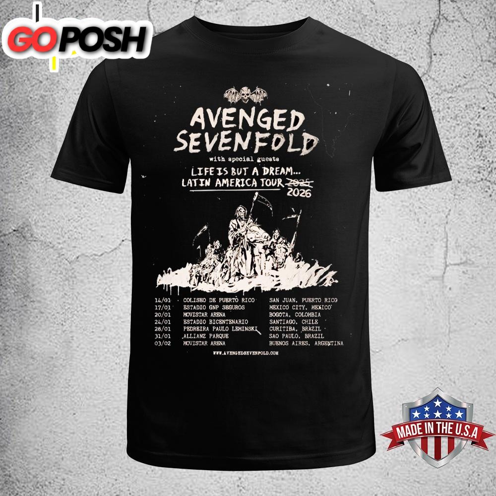 Avenged Sevenfold Life Is But A Dream Latin America Tour 2026 Unisex T-Shirt