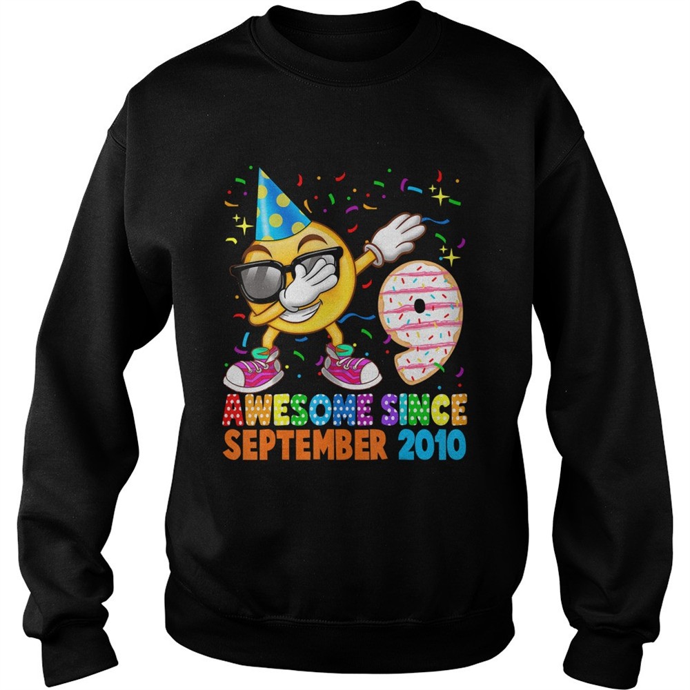 Awesome Since September 2010 9th Birthday Emoji Gift Shirt
