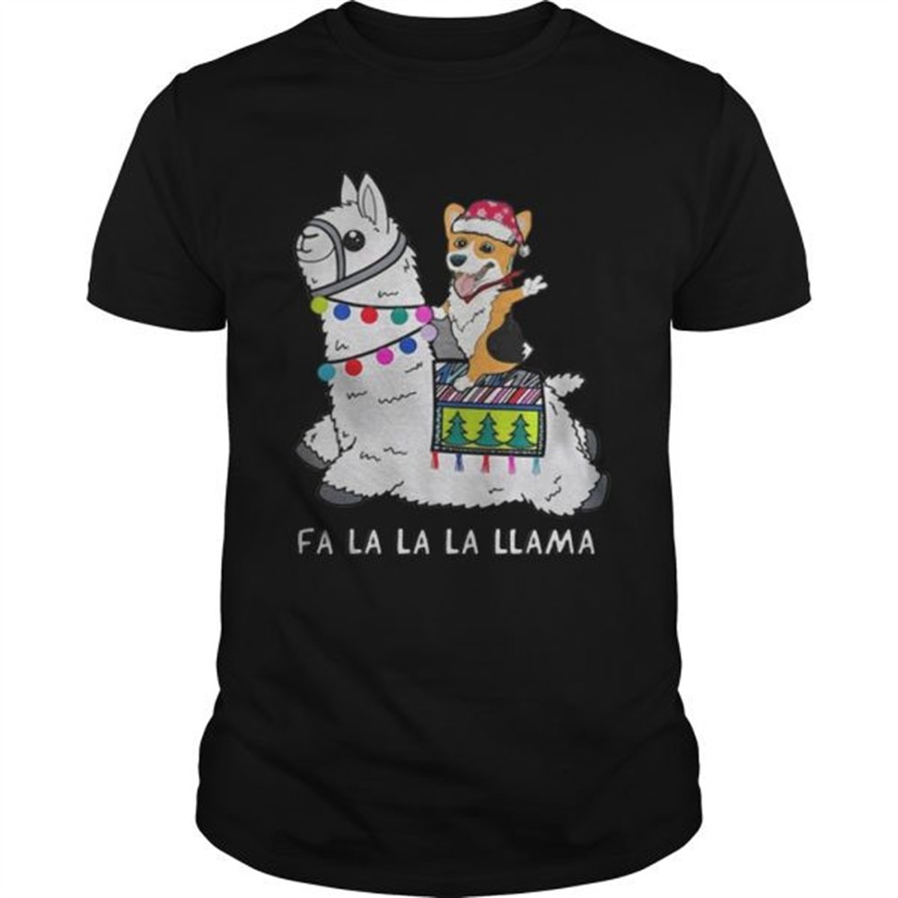 Baby Corgi and Fa la la la llama christmas shirt