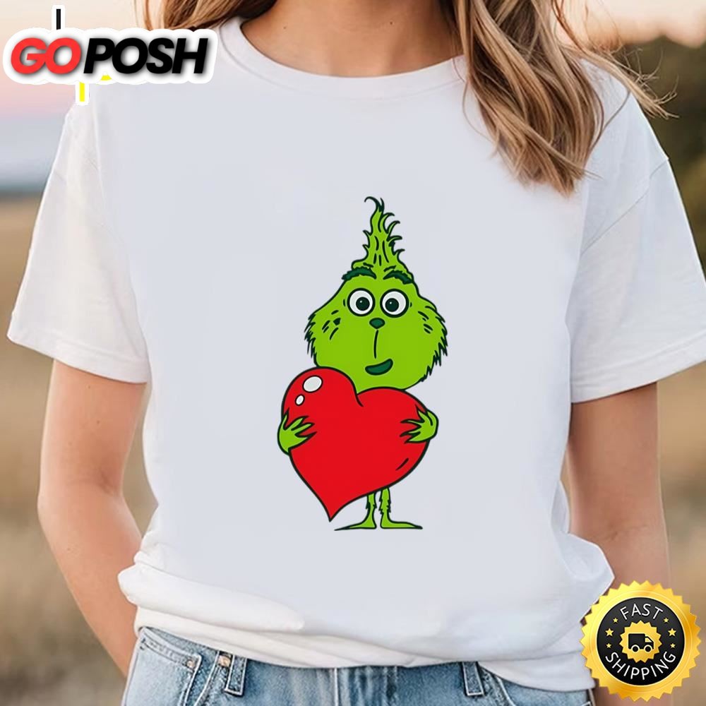 Baby Grinch Holding Heart Valentine Shirt