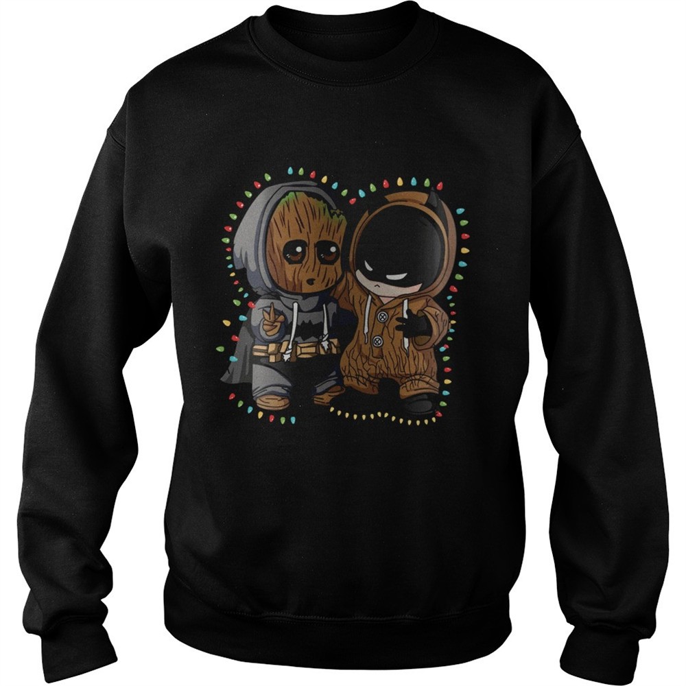 Baby Groot Batman lights Christmas shirt