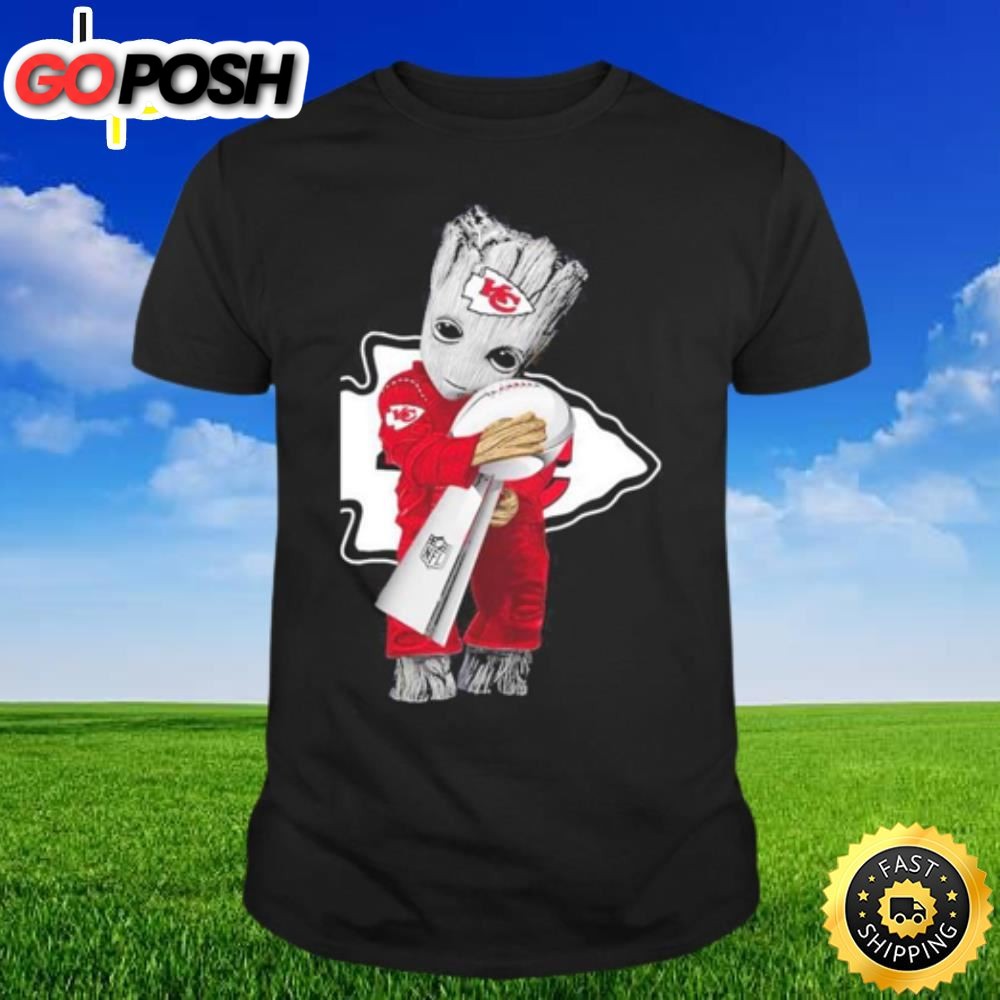 Baby Groot Hug Super Bowl Lvii Cup Kansas City Chiefs 2025 Champions T-shirt