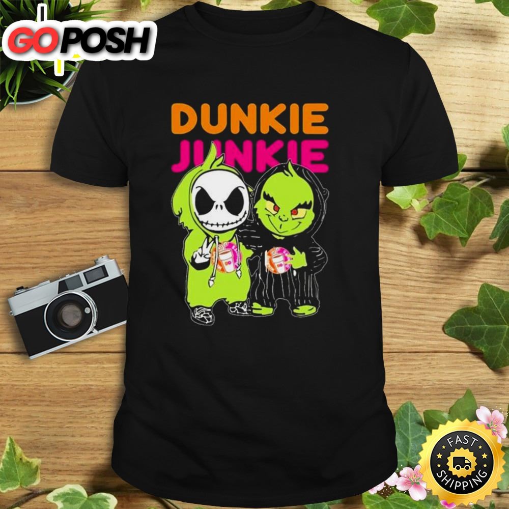 Baby Jack Skellington And Baby Grinch Friend Dunkie Junkie Shirt