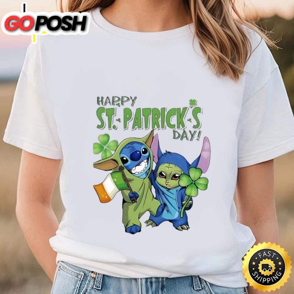 Baby Yoda And Stitch Irish Friends Happy St. Patricks Day Shirt