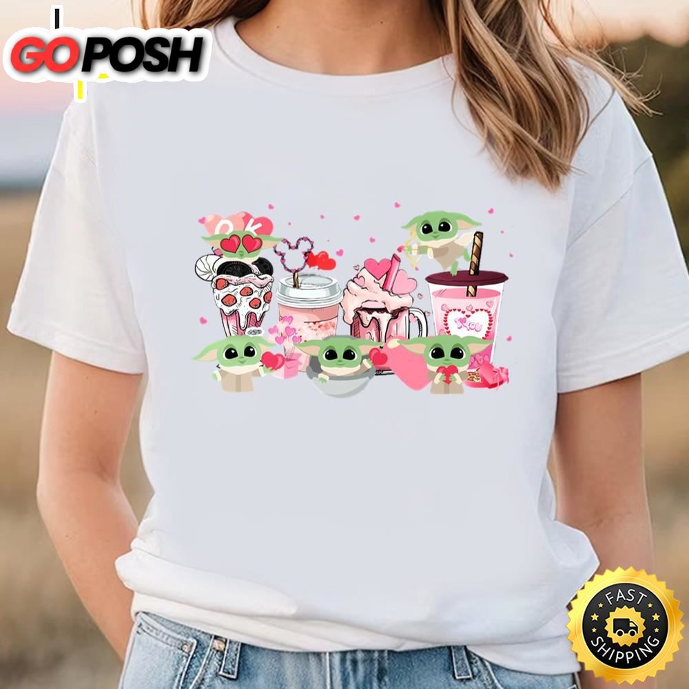 Baby Yoda Coffee Drink Valentine Day Shirt