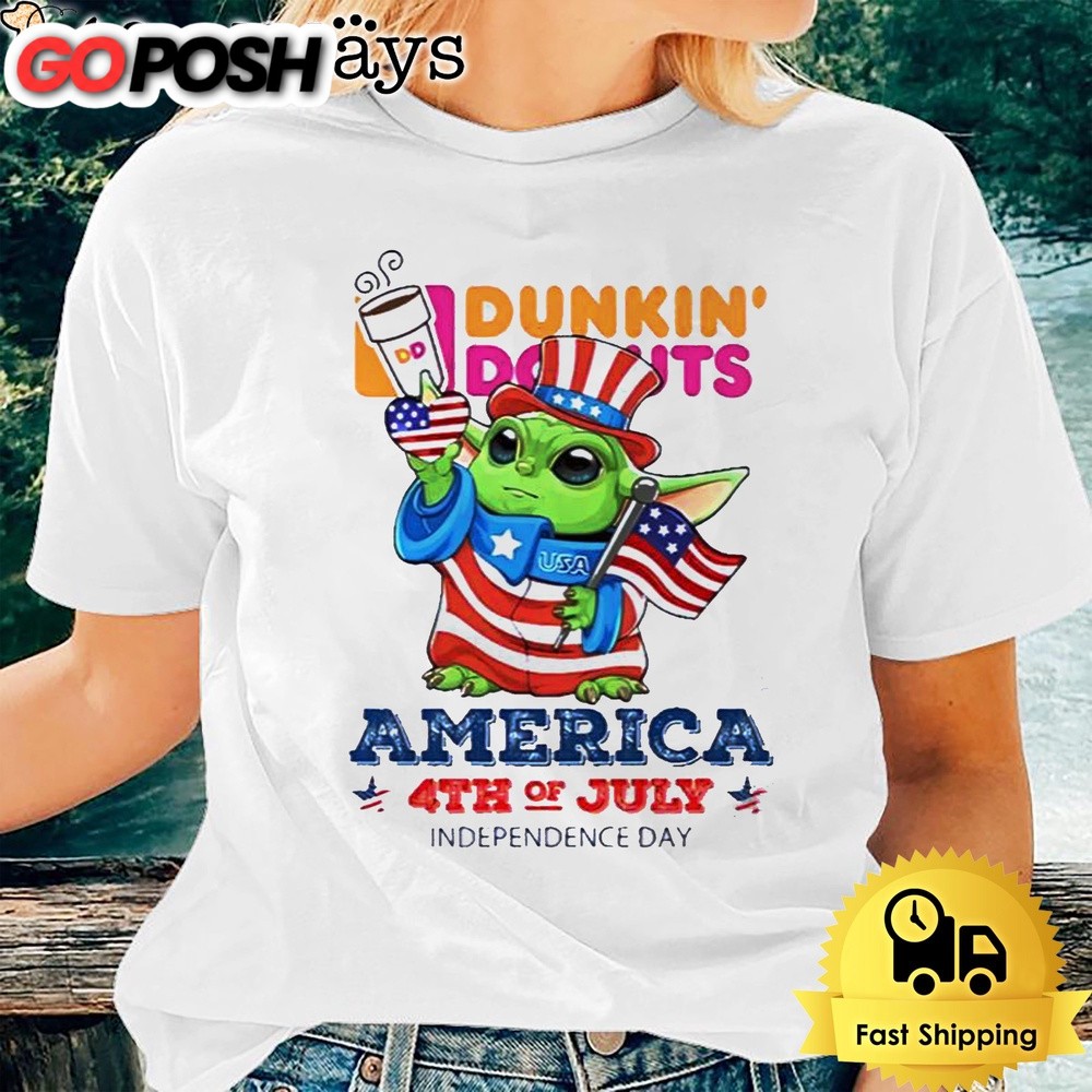 Baby Yoda Dunkin Donut’s America 4th Of July Unsiex T-Shirt