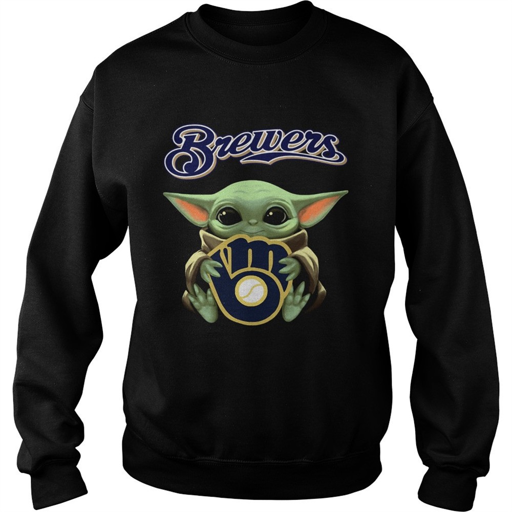 Baby Yoda Hug Milwaukee Brewers shirt