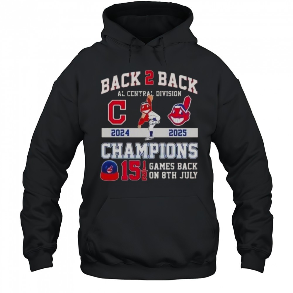 Back 2 Back 2024-25 Al Central Division Champions Cleveland Guardians Games Back On 8th July T-Shirt