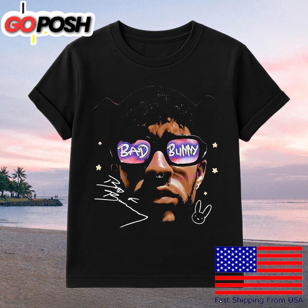 Bad Bunny Sunglasses Glow Star Style Music T-Shirt
