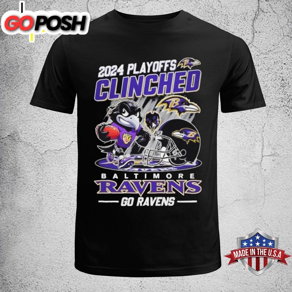 Baltimore Ravens 2024 Playoffs Clinched Go Ravens Unisex T-Shirt