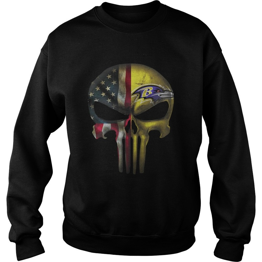 Baltimore Ravens And Flag American Veteran skull shirt
