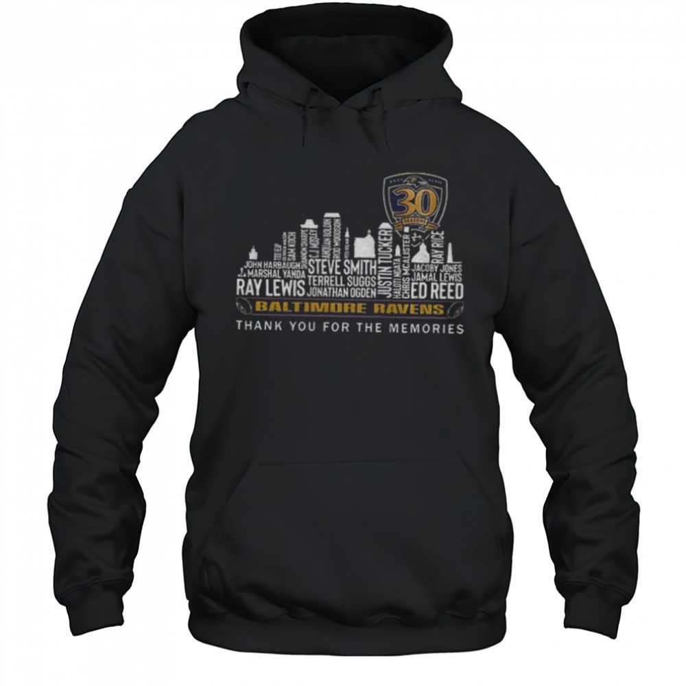 Baltimore Ravens City Skyline 30 Seasons Thank You For The Memories shirt
