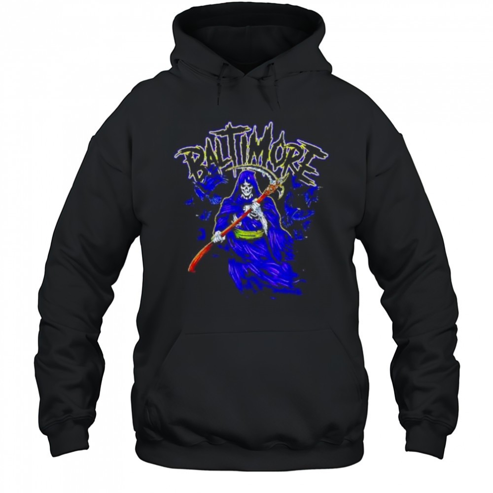 Baltimore Ravens Grim Reaper and Ravens shirt