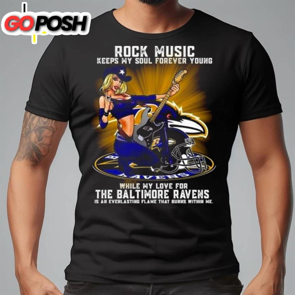 Baltimore Ravens Rock Music Keep My Soul Forever Young 2025 Shirt