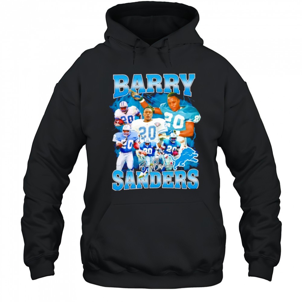 Barry Sanders Detroit Lions signature logo shirt