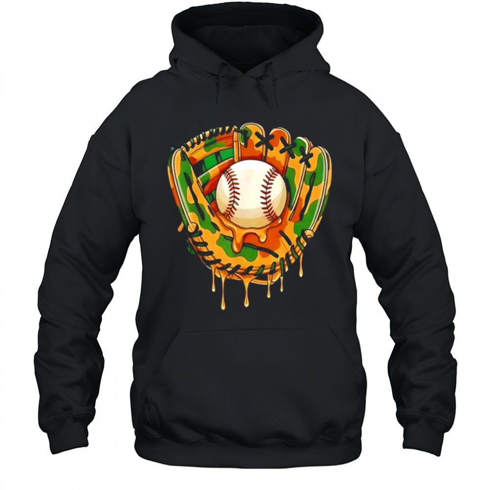 Baseball Glove with Dripping Honey Camouflage Pattern shirt