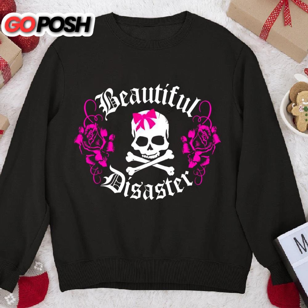 Beautiful Disaster Skull Crossbones Flower Sweatshirt