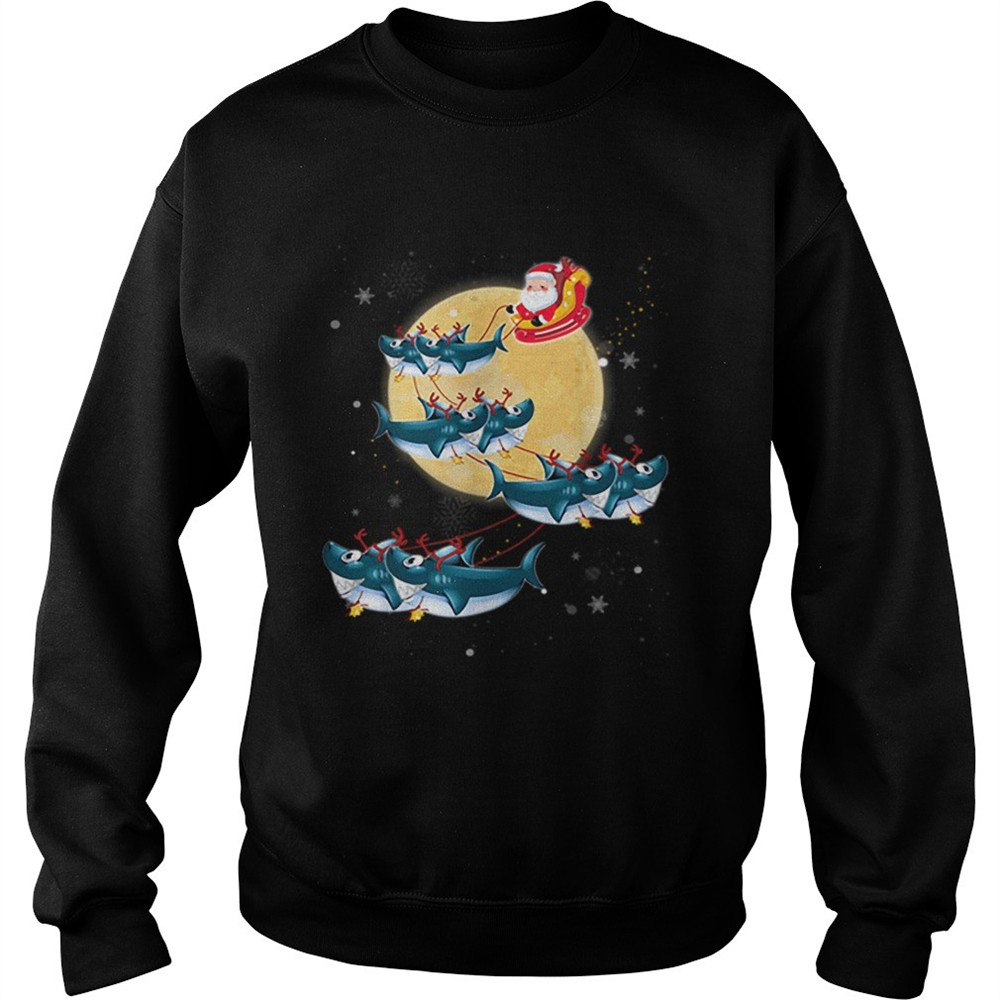 Beautiful Kids Mens Womens Santa Claus Riding Shark Christmas shirt