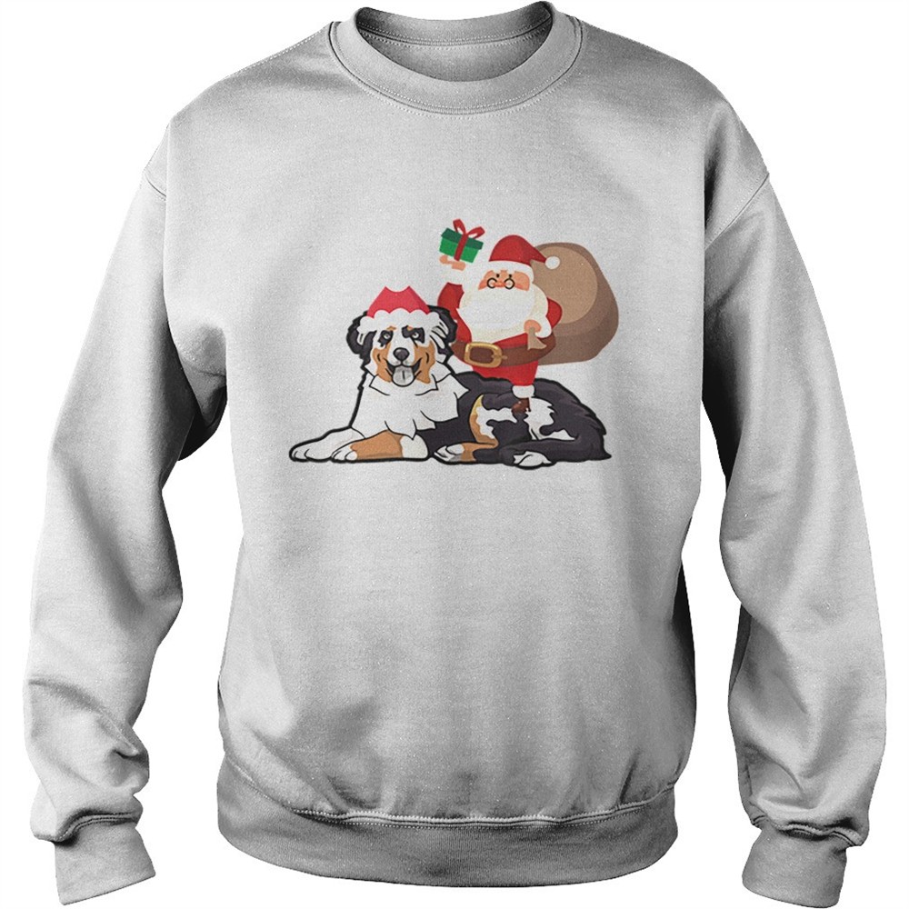 Beautiful Santa Riding Australian Shepherd Christmas Pajama Gift shirt