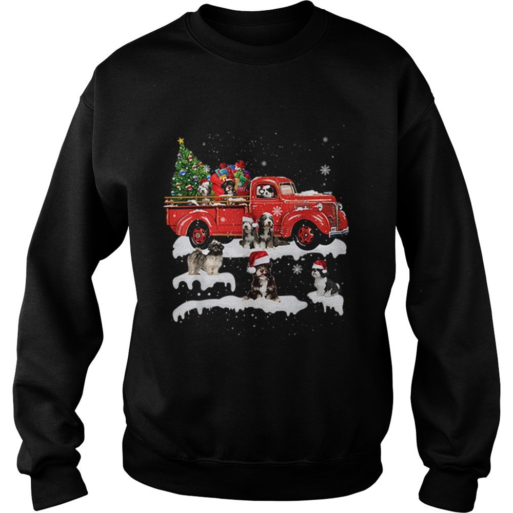 Beautiful Tibetan Terrier Riding Red Truck Xmas Merry Christmas Gifts shirt