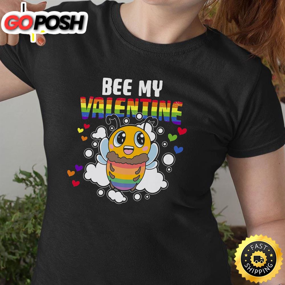 Bee My Valentine Bee LGBT Pride Month LGBTQ Rainbow Premium Valentines Day T-shirt