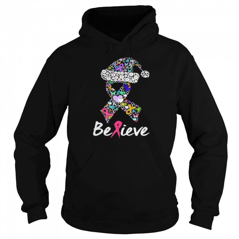 Believe All Cancer Ribbon Shape Christmas shirt