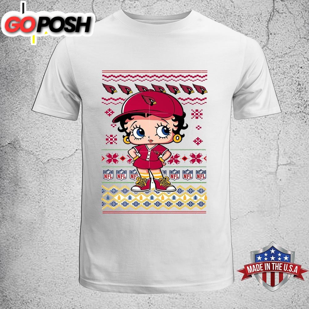 Betty Boop Arizona Cardinals NFL Ugly Christmas Unisex T-Shirt