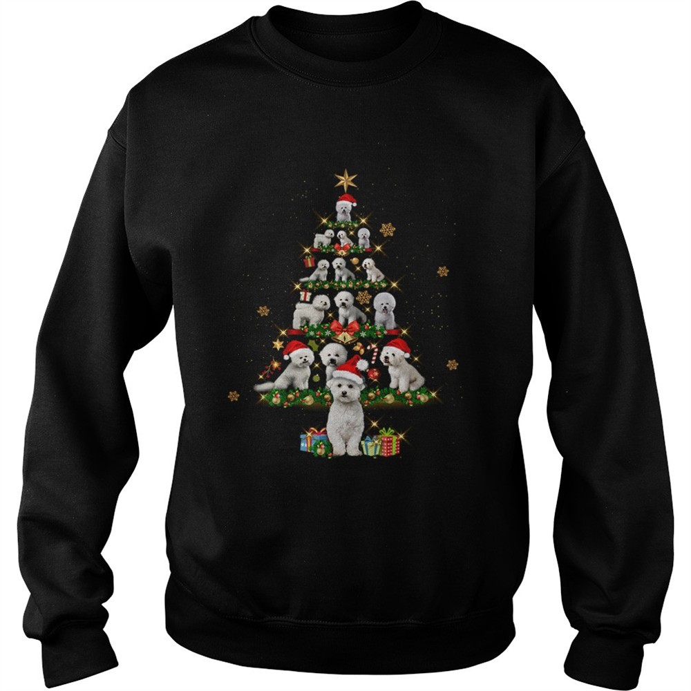 Bichon Frise Tree Christmas Santa Hat shirt
