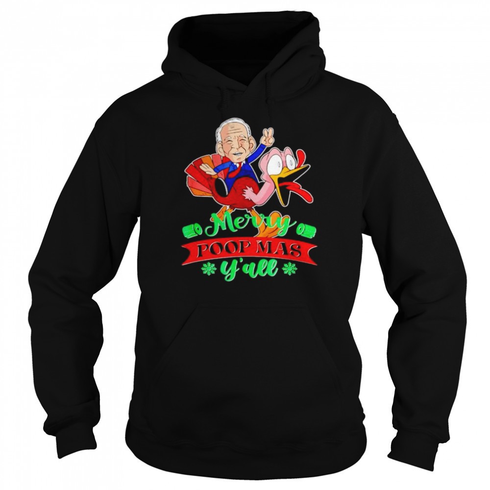 Biden riding turkey merry poopmas yall Christmas shirt