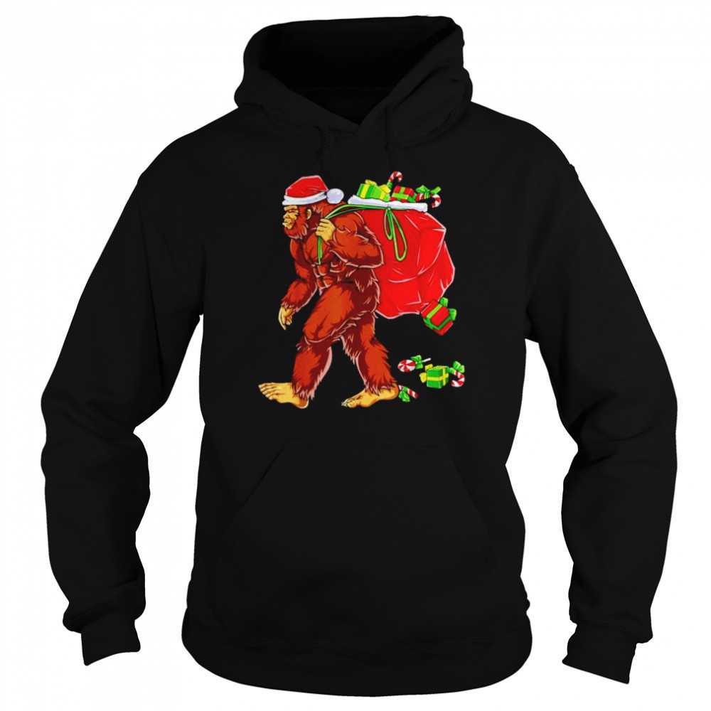 Bigfoot Santa carrying Christmas Gift shirt