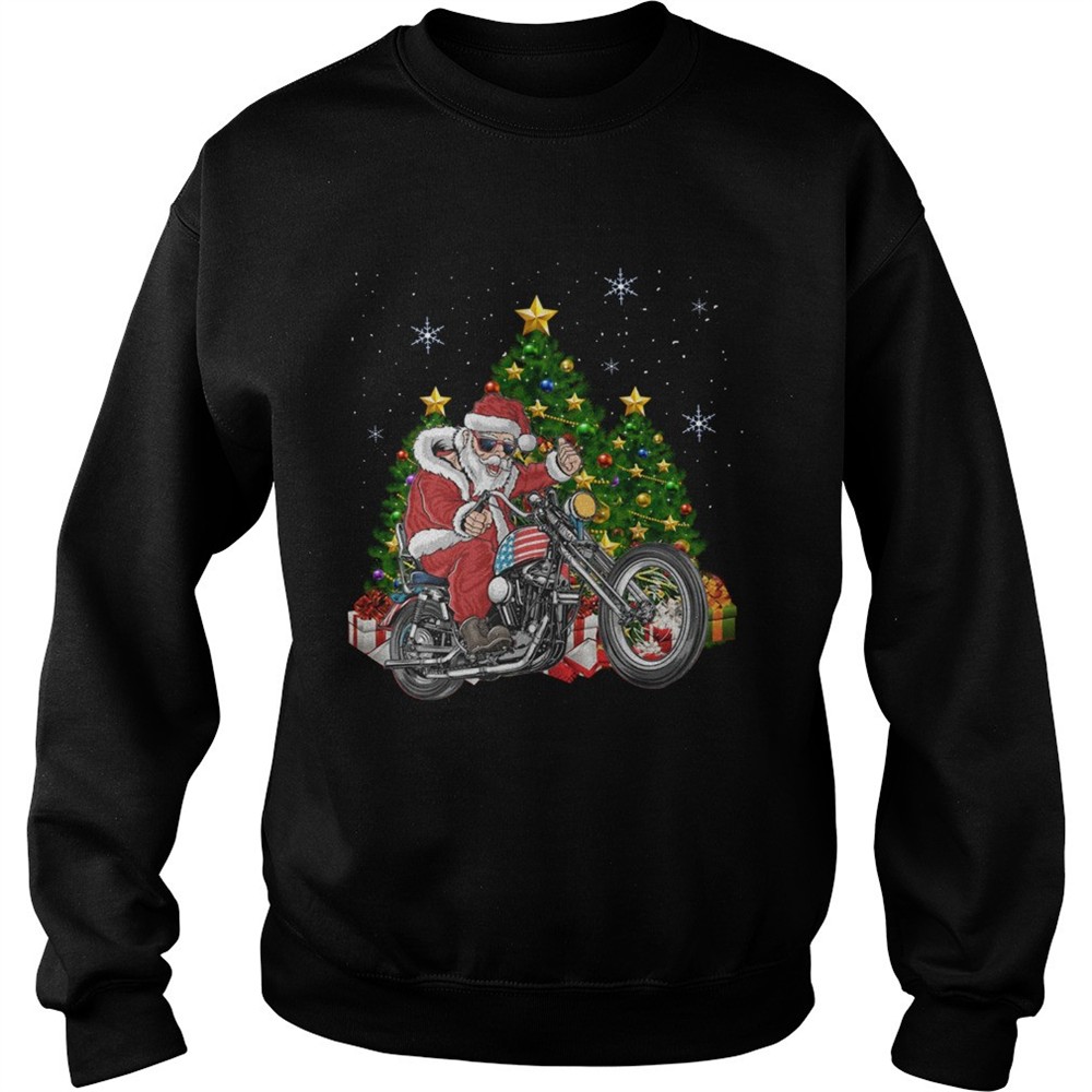 Biker Santa Motorcycle Merry Christmas Tree shirt