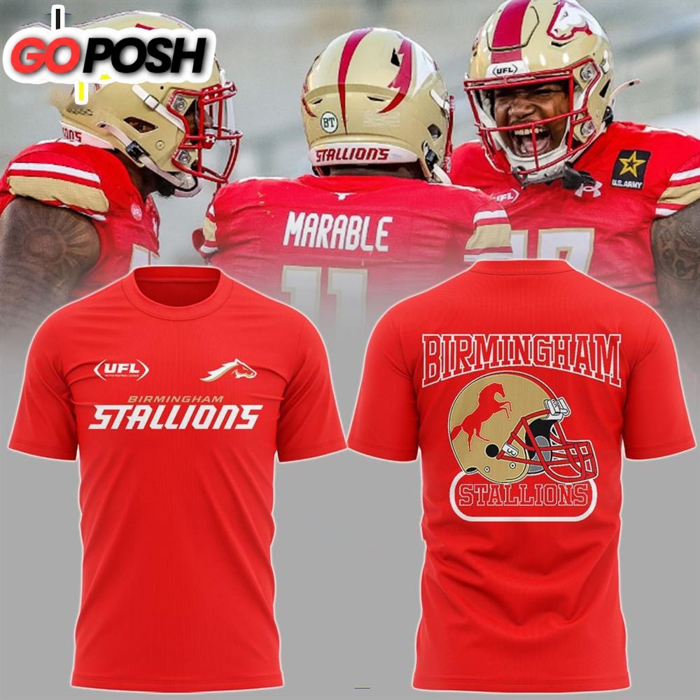 Birmingham Stallions UFL 2024 Conference Champions 3D Red T-Shirt
