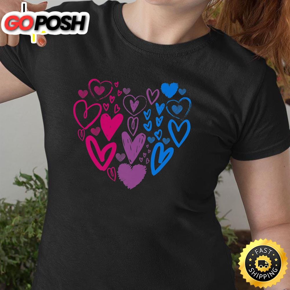 Bisexual Pride Hearts LGBTQ Bi Valentine Day Subtle LGBT Premium Valentines Day T-shirt