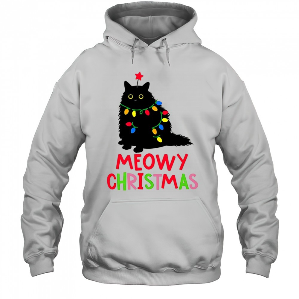Black cat Meowy Christmas shirt